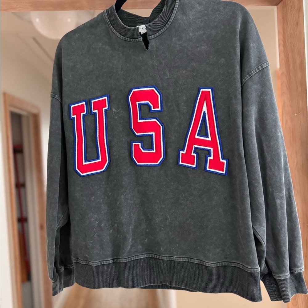 Usa Oversized Sweatshirt In Charcoal XS